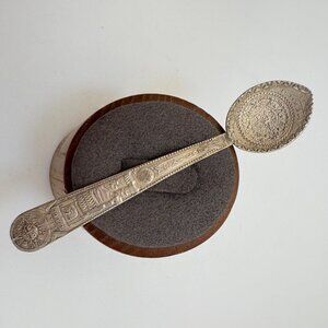 Antique Sterling Silver 925 Mayan Calendar Collectible Spoon Size 3.25" Length